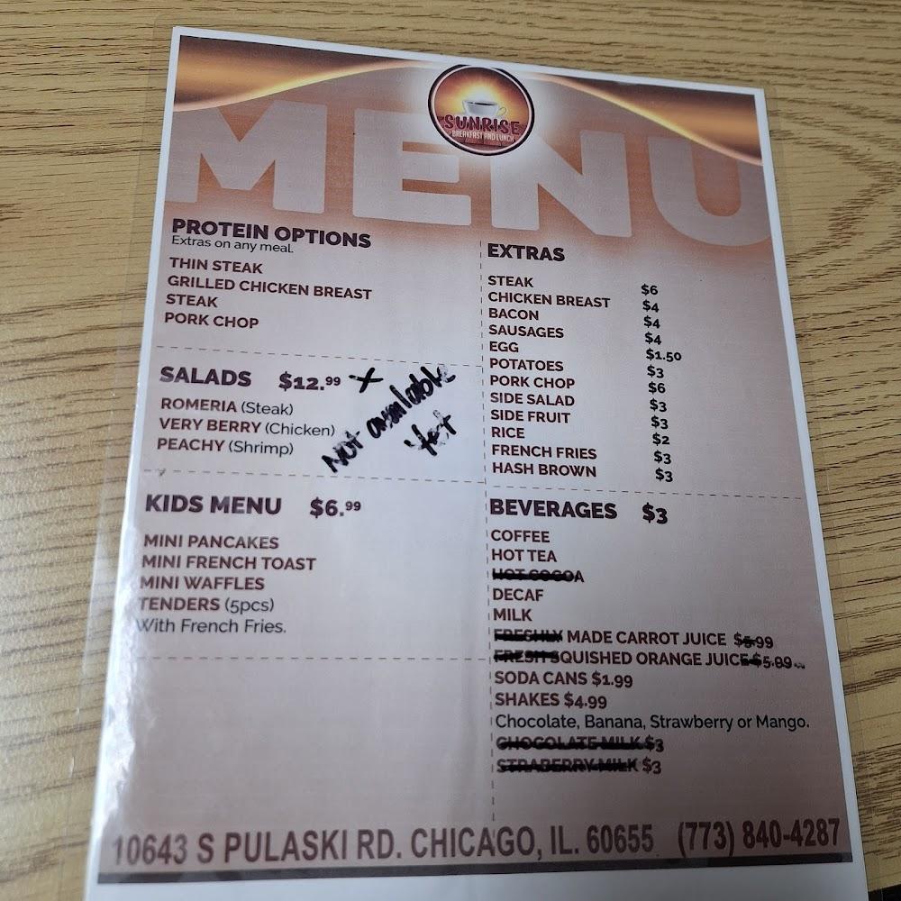 Sunrise Breakfast & Lunch Restaurant Menu image 4